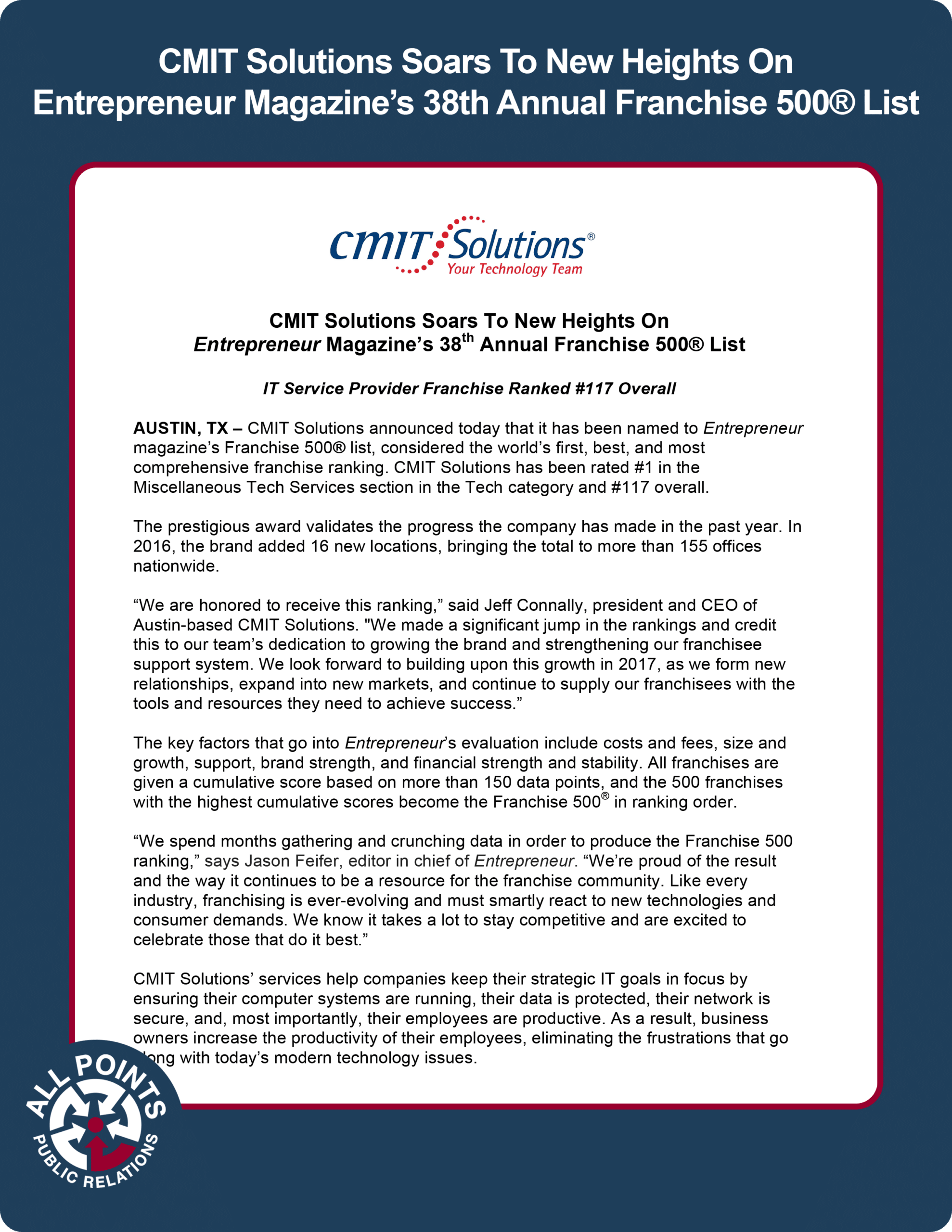 All Points PR: CMIT Solutions Case Study - Integrated PR Approach