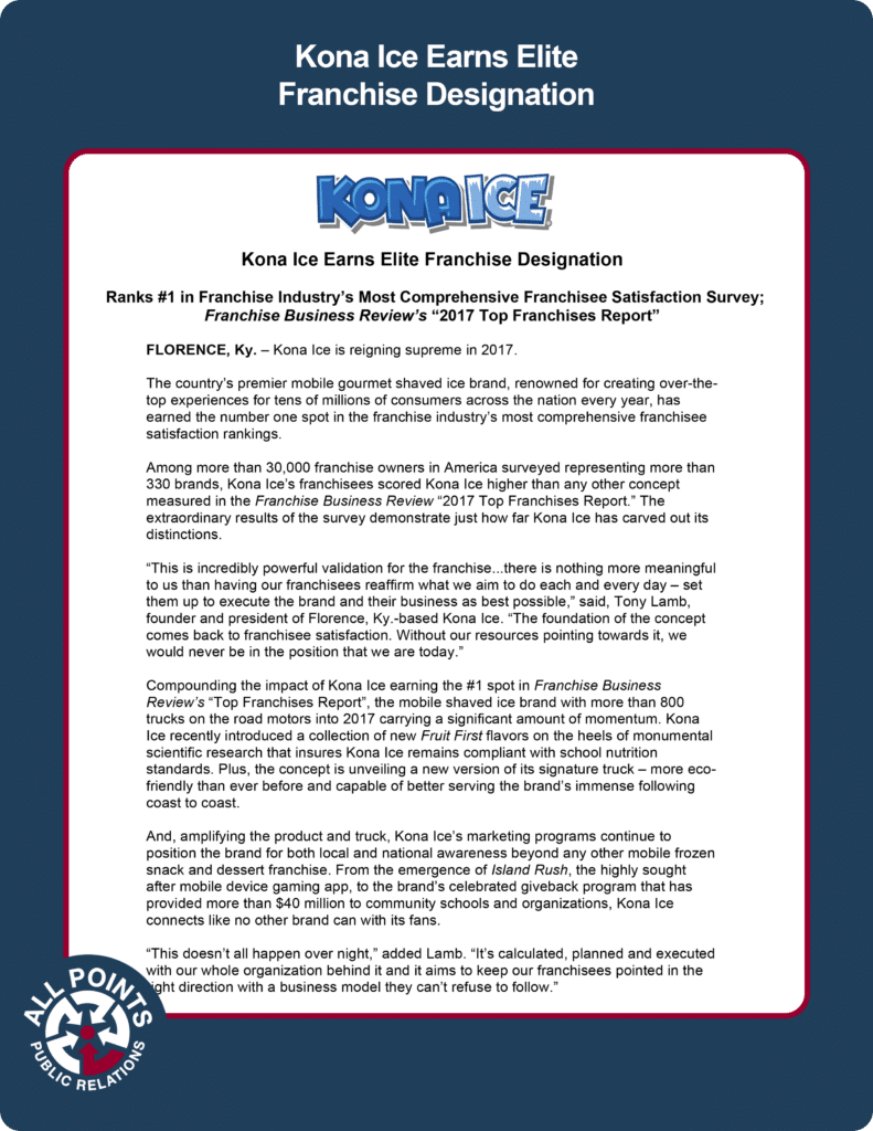 All Points PR: Kona Ice Case Study - Integrated PR Approach