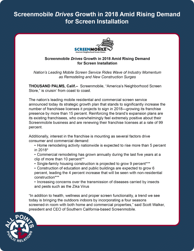 All Points PR: Screenmobile Case Study - Building Brand Awareness Strategy, Integrated PR Approach