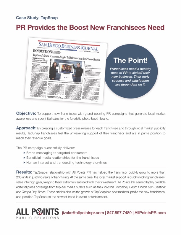 All Points PR: TapSnap Franchise Case Study - Integrated PR Approach