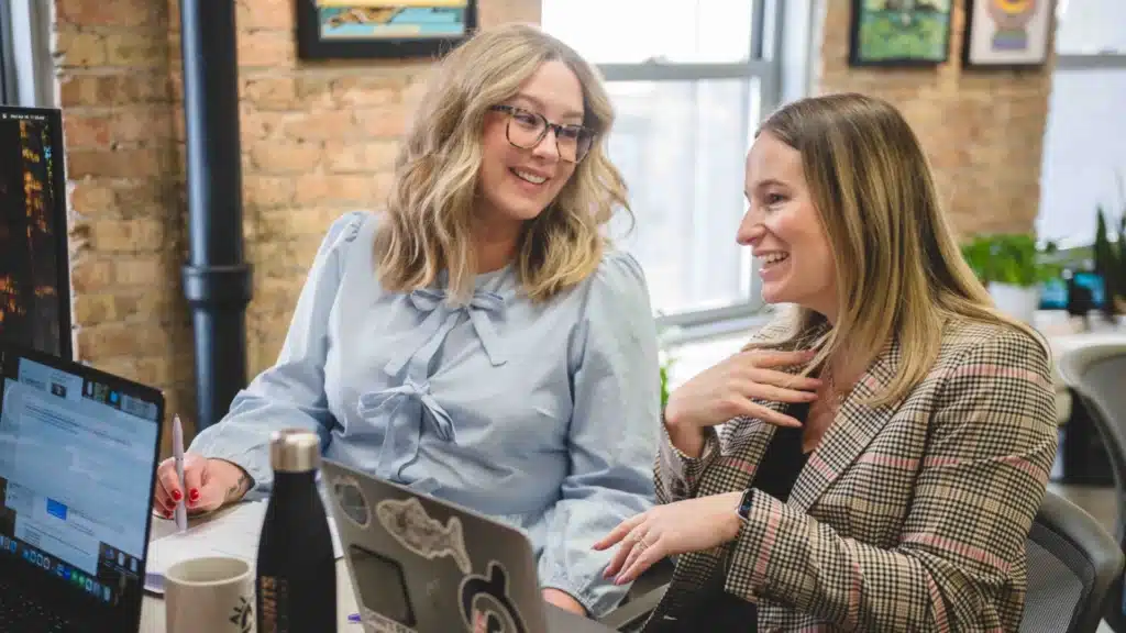 Team members discussing project